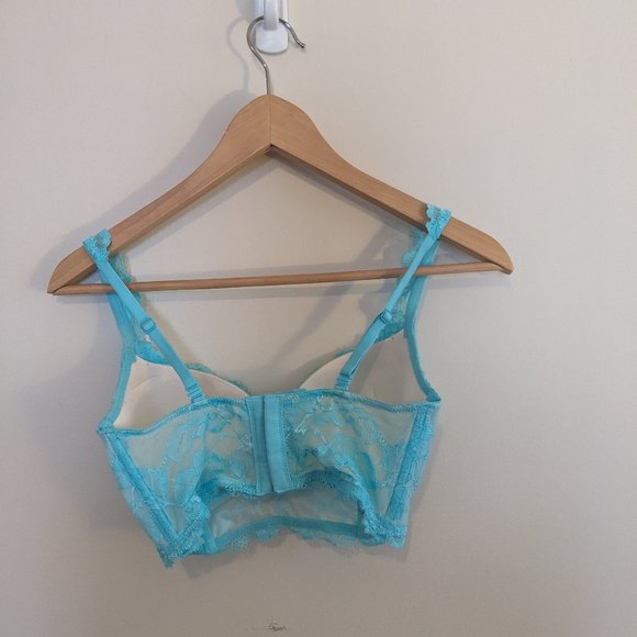 Victoria's Secret Blue 32D Unlined Bustier Size 32D with Sequins + 2 Pairs Panty - Picture 3 of 7